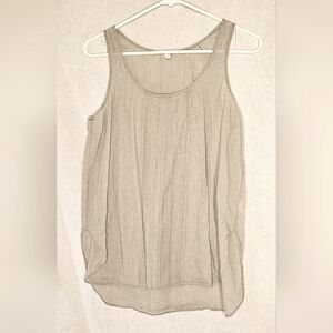 Margaret Oleary Cotton Natural Tank Top With Smocking Detail Sz S